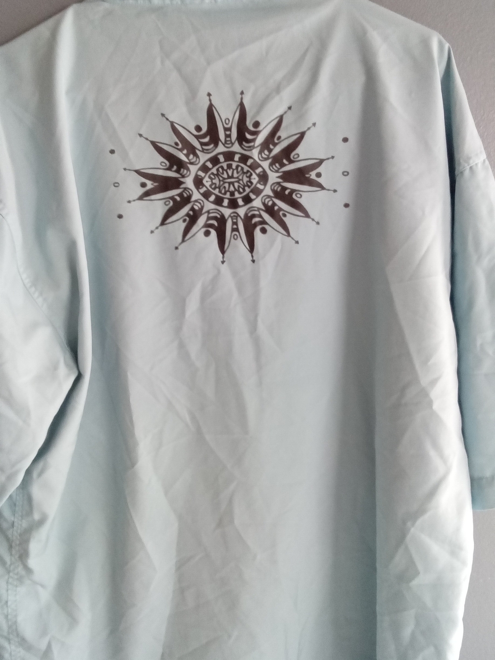 Fizzaro Collection Mens Light Blue Sunburst Embroidered Short Sleeve Shirt XL - Picture 7 of 7